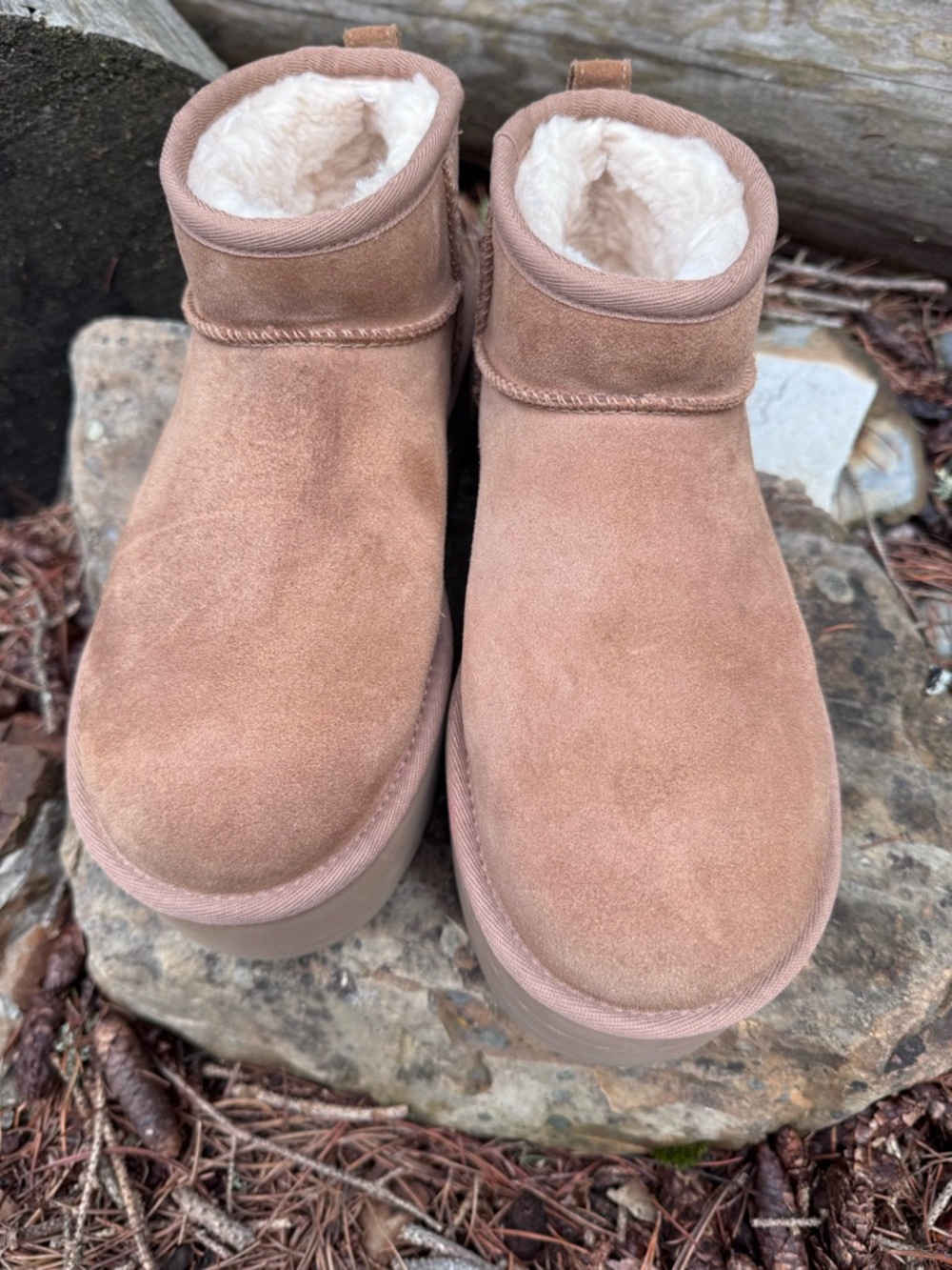 UGG Chestnut Suede Platform Mini Booties - Picture 11 of 15